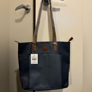 Roots Navy and Brown Tote Bag